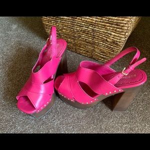 BcBG Red Berry Soft Tumbled Calf Heel Sandal